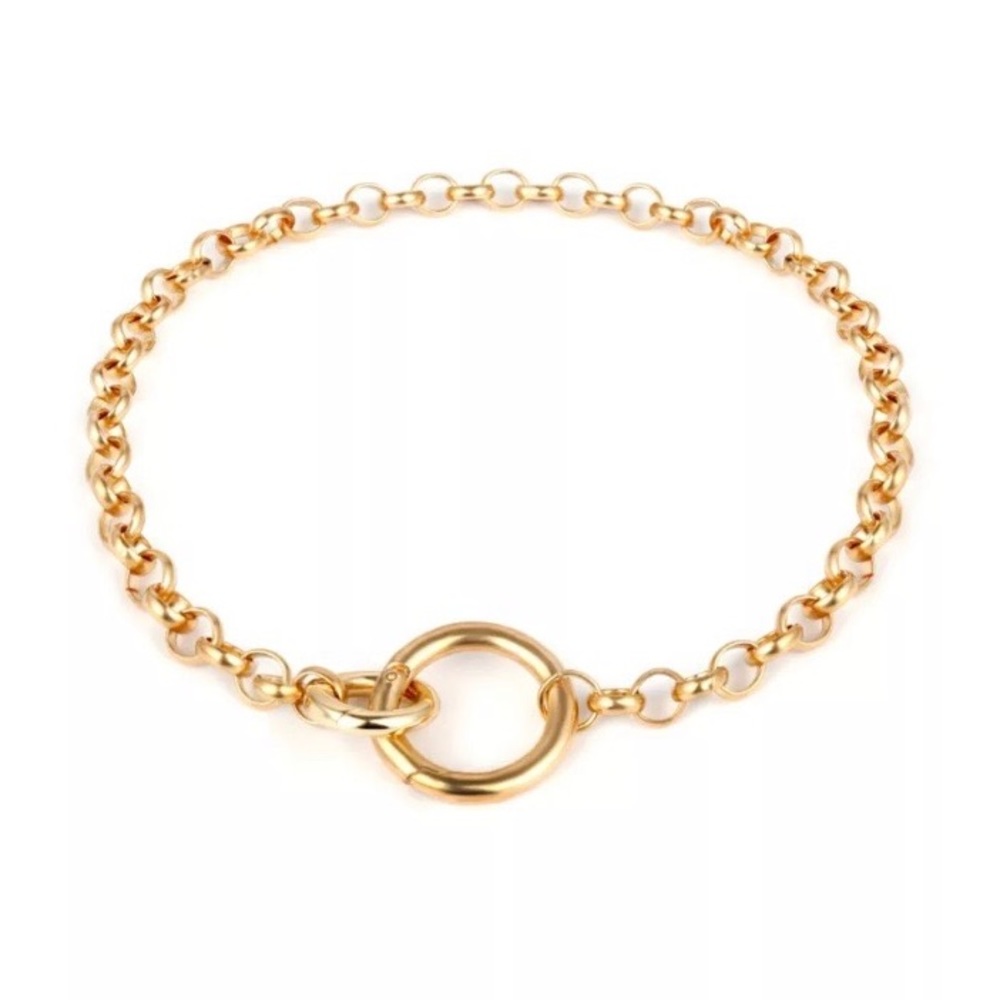**New Punk Gold Big Round Pendant Collar Choker - Picture 4 of 5